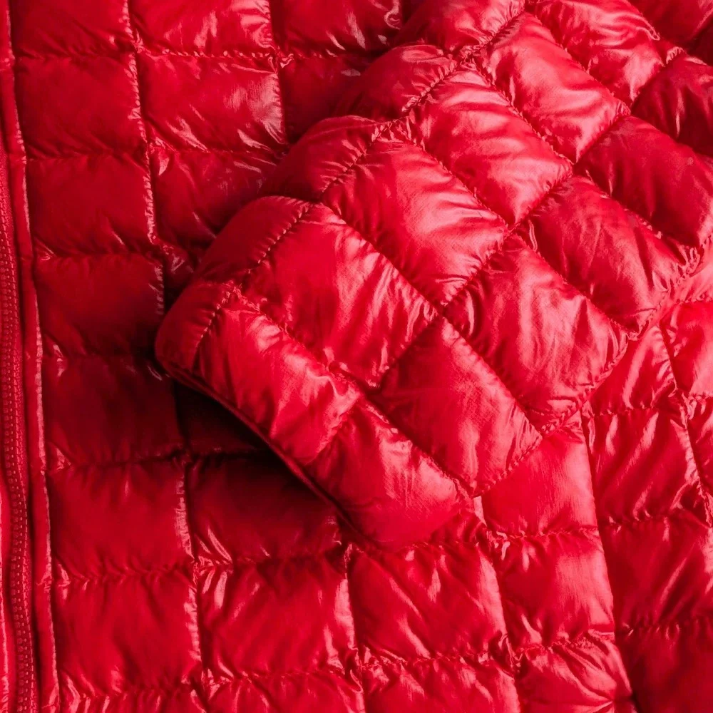 The North Face Mens Thermoball Eco Puffer Jacket Red Quilted Full Zip Medium